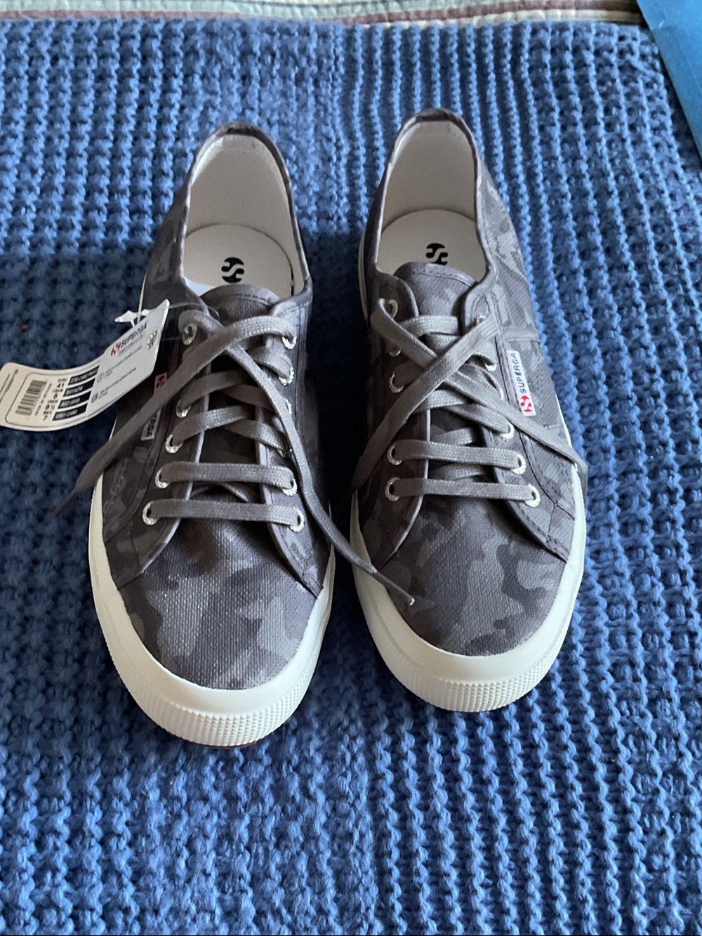 Superga Grey Camouflage Canvas Low-Top Sneakers